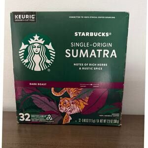 Starbucks Sumatra Dark Keurig 32 Count BB 5/26 NIB